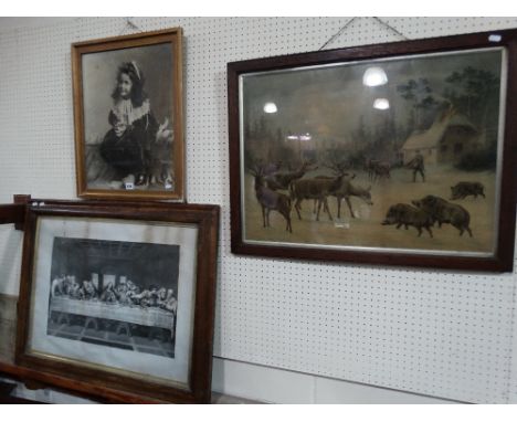 A Victorian Winter Scene Print Etc (Three)