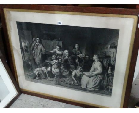 A 19th Century Steel Engraving Of A Domestic Scene Titled Light And Darkness