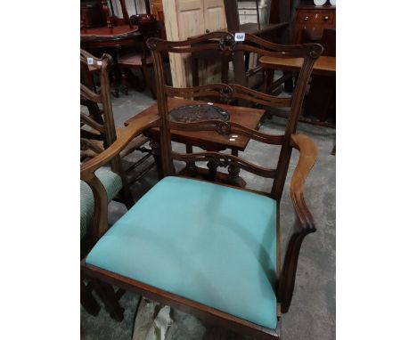 A Mahogany Framed Ladder Backed Elbow Chair