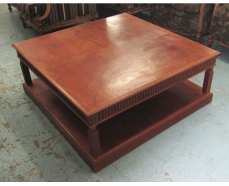 OCCASIONAL TABLE, of large proportions, with shelf below on square supports, 103cm x 103cm x 42cm H. 