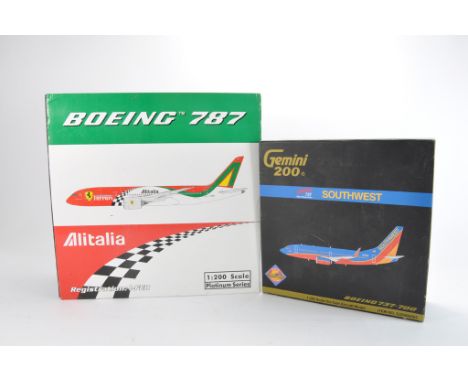 Boeing 787 1:200 scale Alitalia Special Edition plus Gemini 200 Boeing 737-700. NM-M in G-VG Boxes. (2)