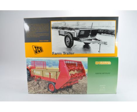 Universal Hobbies 1:16 scale JCB Farm Trailer plus Krone Optimat Manure Spreader. NM-M in E Box.