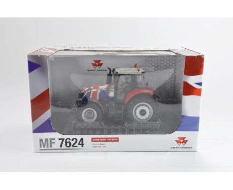 Universal Hobbies 1:32 scale Massey Ferguson 7624 Tractor (UK Flag Special Edition). NM-M in E Box.