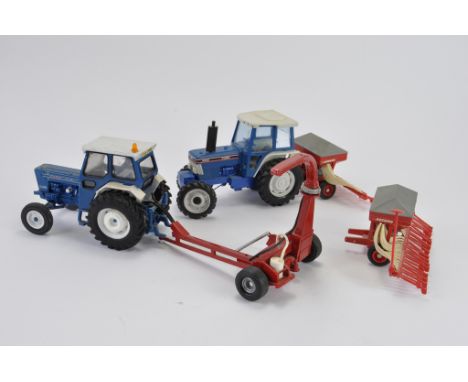 Britains Ford Tractor Duo including custom issues plus implements. F-G. (5)