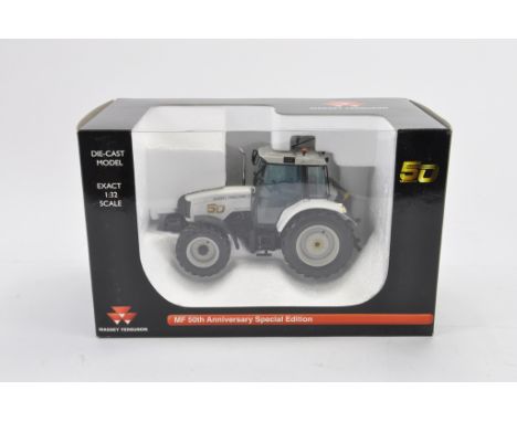 Universal Hobbies 1:32 scale Massey Ferguson 50th Anniversary Tractor (White). NM-M in E Box.