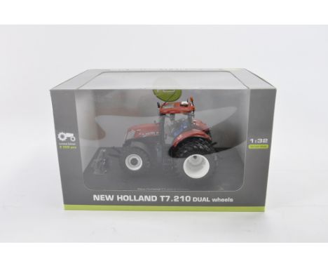 Universal Hobbies 1:32 scale New Holland T7.210 Tractor (Special Terracotta Edition with dual wheels). NM-M in E Box.