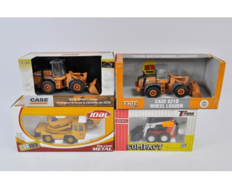 Ertl 1:50 scale Case Wheel Loader  x 2 plus Joal Scat Trak and Carmix Mixer. NM-M in E Boxes. (4)