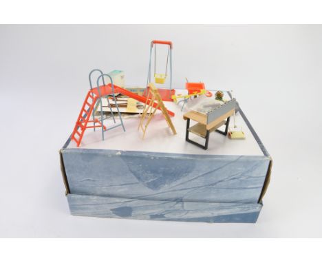 Interesting group of Spot-on Dollshouse furniture. Consisting of slide, ladder, swing and others. Generally G-E. (qty)