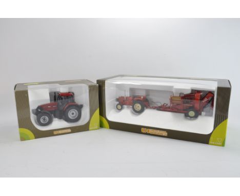 Universal Hobbies 1:32 scale Case MX150 and Renault 551 (with potato harvester set) Tractor Duo. NM-M in E Boxes. (2)