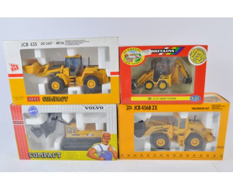 Joal 1:50 scale JCB Wheel Loader, Ackerman Shovel, JCB 456 Wheel Loader and JCB 1CX Skid Steer. NM-M in E Boxes. (4)