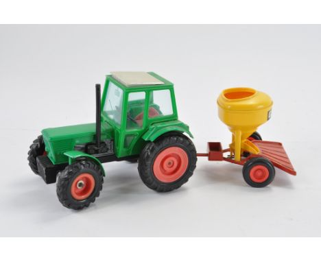 GAMA 1:32 scale Deutz Tractor with Spreader. VG. (2)