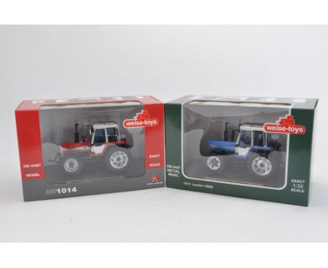 Weise Toys 1:32 scale MF1014 and Landini 10000 Tractor Duo. NM-M in E Boxes. (2)