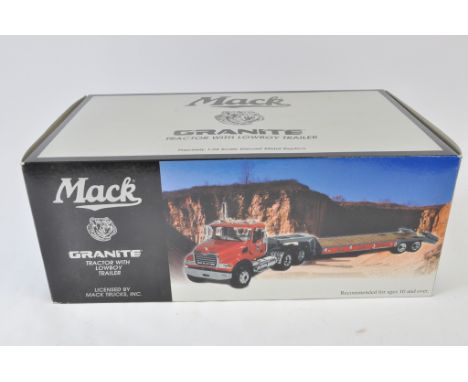 First Gear 1:35 scale Mack Granite Tractor Truck with Low Boy Trailer. NM-M in E Box.