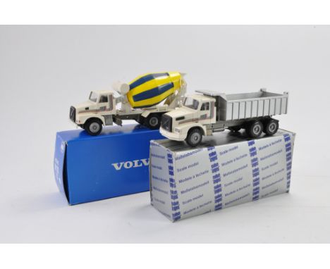 Conrad 1:50 scale Volvo N10 Turbo Mixer plus Volvo N12 Dump Truck. NM-M in G-VG Boxes. (2)