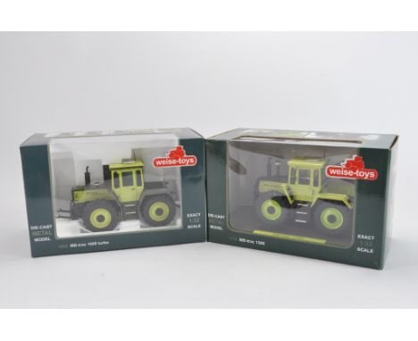 Weise Toys 1:32 scale MB Trac 1600 and 1500 Tractor Duo. NM-M in E Boxes. (2)