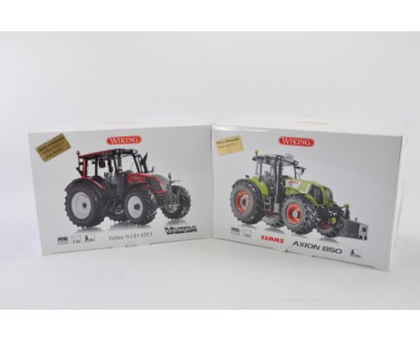 Wiking (SPECIAL ROW CROP EDITONS) 1:32 scale Valtra N143 and Claas Axion 850 Tractor Duo. NM-M n VG Boxes. (2)