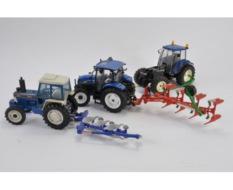 Group of mainly modified and custom farm models including Ford and New Holland Tractor Models plus implements. Britains etc. 