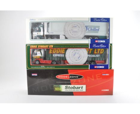 Corgi No. CC12401 and CC14012 Eddie Stobart Truck and Trailer Sets. Plus CC12216 Corby Chilled Distribution. NM-M in G-VG Box