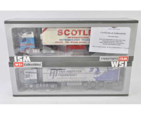 WSI 1:50 Scale Truck and Trailer Set x 2 including Limited Edition Scotlee International and Van Heugten Transport. Both NM-M