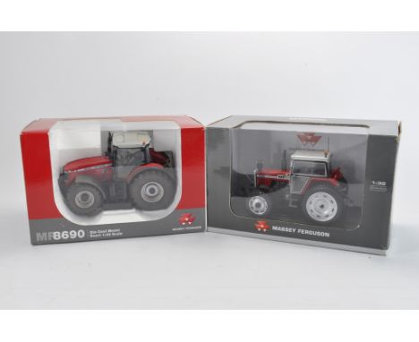 Universal Hobbies 1:32 scale Massey Ferguson 8690 and MF 2680 (Special Row Crops Edition) Tractor Duo. NM-M in E Boxes. (2)