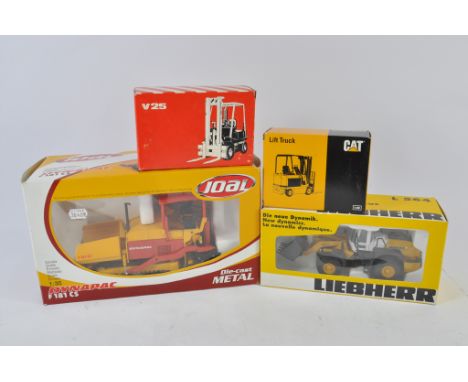 Joal 1:35 scale Dynapac Paver plus 1:50 scale Liebherr 564 Wheel Loader, CAT Lift truck and O&K Lift Truck. NM-M in G-E Boxes