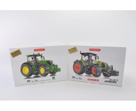 Wiking (SPECIAL ROW CROP EDITONS) 1:32 scale John Deere 6210R and Claas Arion 640 Tractor Duo. NM-M n VG Boxes. (2)