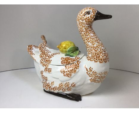 Ceramic Duck Terrine with Ladle - 32cm High 