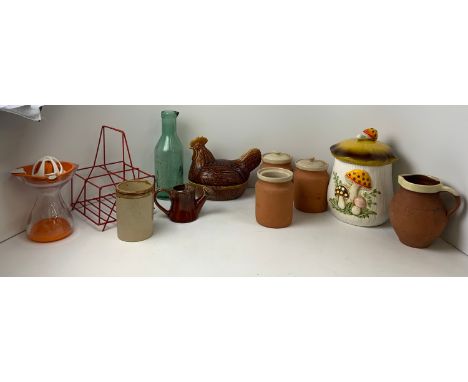 Stoneware Pots, Chicken Crock, Milk Bottle Holder and Lemon Squeezer etc 