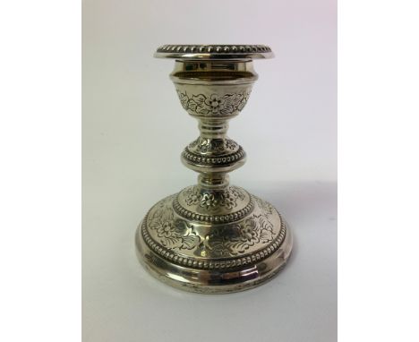 Silver Candlestick with Foliate Decoration - Birmingham 1960 - 12cm H 