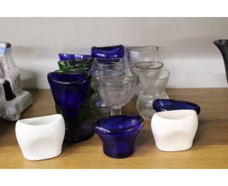 FIFTEEN VINTAGE EYE WASH BATHS TO INCLUDE TWO CERAMIC