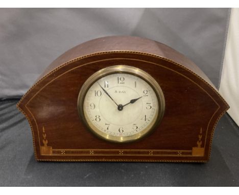 A FRENCH INLAID 8 DAY MANTLE CLOCK