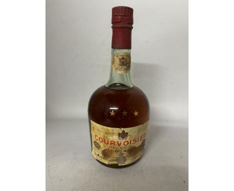 A BOTTLE OF COURVOISIER THREE STAR LUXE COGNAC 70% PROOF