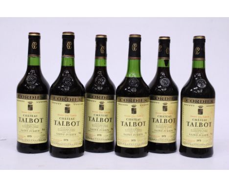 SIX BOTTLES OF CORDIER GRAND CRU CLASSE CHATEAU TALBOT 1978 BORDEAUX RED WINE