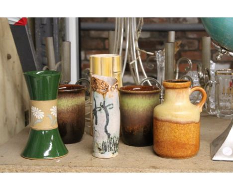 SIX STUDIO POTTERY VASES TO INCLUDE WEST GERMAN AND SYLVAC