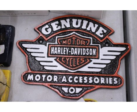 A CAST HARLEY-DAVIDSON MOTORCYLE SIGN