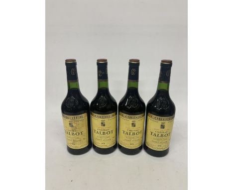 FOUR BOTTLES OF CORDIER GRAND CRU CLASSE CHATEAU TALBOT 1978 BORDEAUX RED WINE