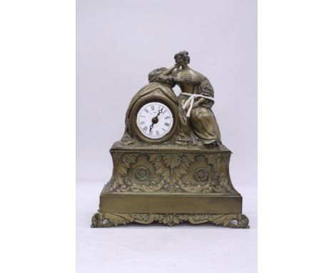 A 19TH CENTURY BRASS FRENCH MANTLE CLOCK CIRCA 1880