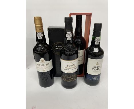 FOUR BOTTLES OF PORT TO INCLUDE DOW'S TRADEMARK FINEST RESERVE - 75CL, GRAHAM'S 2017 LATE BOTTLED VINTAGE - 75CL, GRAHAM'S 20