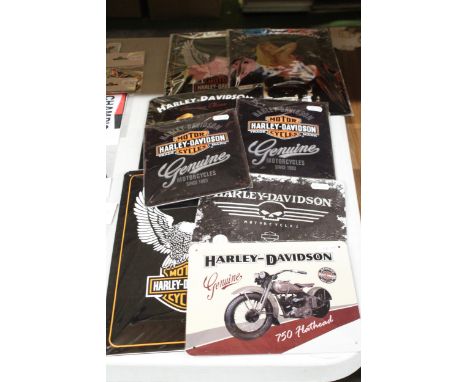 EIGHT TIN PLATE SIGNS HARLEY-DAVIDSON RELATED