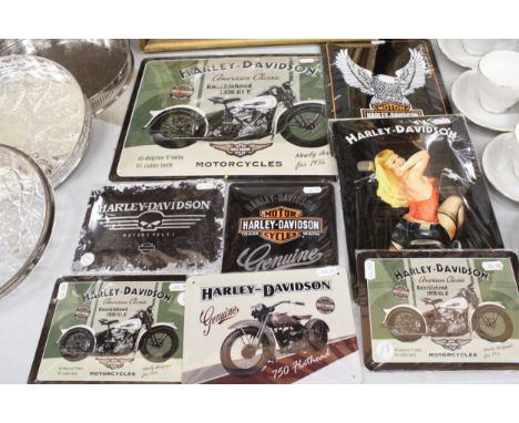 EIGHT METAL HARLEY-DAVIDSON ADVERTISING SIGNS