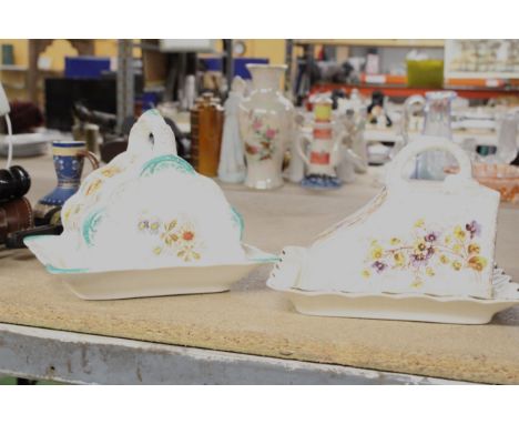 TWO VICTORIAN CERAMIC CHEESE DISHES