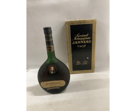 A BOXED BOTTLE OF FRENCH GRAND ARMAGNAC JANNEAU VSOP- 1 LITRE