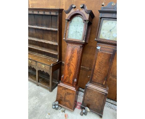 A 19TH CENTURY MAHOGANY 8 DAY LONGCASE CLOCK WITH SWAN NECK PEDIMENT AND ENAMEL DIAL, BY DRYSDALE, DUNBAR