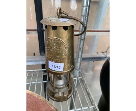 A VINTAGE BRASS PROTECTOR LAMP &amp; LIGHTING ECCLESSAFETY LAMP