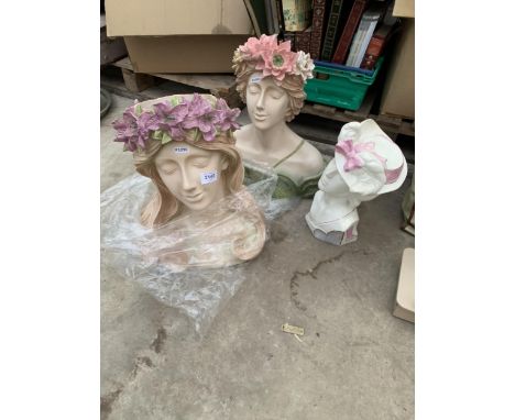 THREE VARIOUS CERAMIC FEMALE TORSO VASES