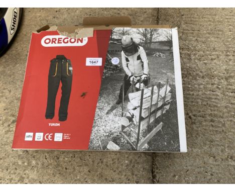 A PAIR OF OREGON CHAINSAW TROUSERS