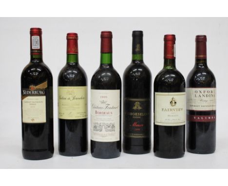 SIX BOTTLES OF RED WINE TO INCLUDE NEDERBURG 2003, OXFORD LANDING VINTAGE 1999, CHATEAUX DE PARENCHERE 1997, FAIRVIEW 1997, R