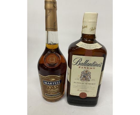 A LITRE BOTTLE OF BALLANTINE'S FINEST SCOTCH WHISKY TOGETHER WITH A 70CL BOTTLE OF MARTELL V S FINE COGNAC