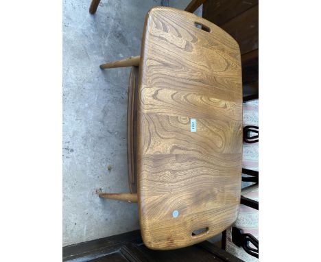 A BLONDE ERCOL BLUE LABEL TWO TIER COFFEE TABLE TRAY