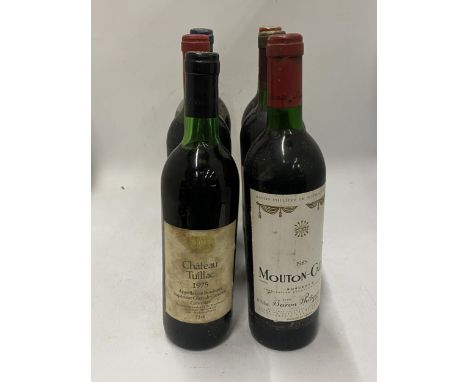 A MIXED LOT OF SIX BOTTLES OF MATURE BORDEAUX TO INCLUDE 2 X MOUTON CADET 1985, 1 X TUILLAC 1975, 1 X SOUDARS HAUT MEDOC 1994